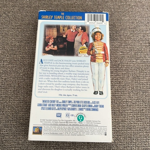 5/$25 Shirley Temple VHS The Poor Little Rich Girl 1936 20th Century - Picture 2 of 4